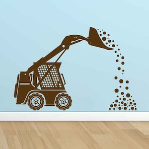 Excavator Wall Decal, Construction Vehicle Wall Stickers, Digger Room Decor, Skid Steer Wall Art, Dirt Mover, Heavy Machinery Wall Art