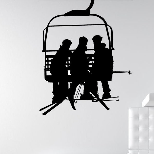 Ski Lift Chair, Skiing Decor, Snowboard Art, Snowboard Decor, Snowboard Decal, Vinyl Decal, Sticker, Winter, Wall Art, Home Decor