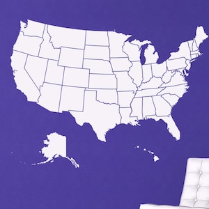 Karte von USA, Karte der Vereinigten Staaten von Amerika, Karte der US-Bundesstaaten, Karte der USA, amerikanischer Aufkleber, Vaterländischer Aufkleber, Aufkleber