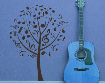 Tree Wall Art, Music Notes Decor, Treble, Bass Clef Decal, Musical, Band Decoration, School Teacher Gift, Choir Design, Home Wall Artwork