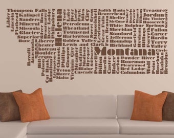 Montana Decor, Yellowstone Wall Art, Montana Decal, State, Vinyl Wall Lettering, State Art, Wall Decal, Home Art, Office Decor