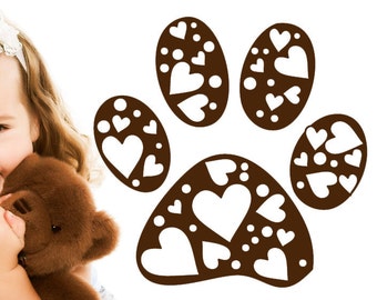 Paw Print Decal, Humane Society, Heart Wall Decor, Dog Stickers, Vet Tech Gifts, Office Decoration Home Wall Decal, Artwork