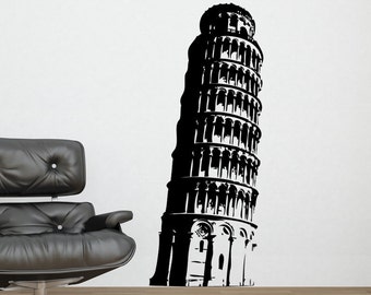 Leaning Tower of Pisa Wall Art, Italian Decoration, Landmark Art, Old World Decor, Italy Vinyl Sticker, Home Decal, Europe, European