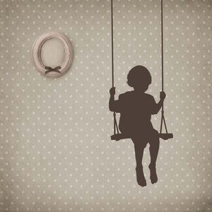 Toddler swing silhouette decal designed with clean lines and a calm nostalgic feel, created to add warmth and storytelling to a child’s space.