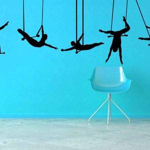 Trapeze Gift, Circus Wall Decal, Trapeze Artists Decor, Fair, Carnival, Swing Vinyl Sticker, Birthday Decorations, Home, Bedroom, Office Art