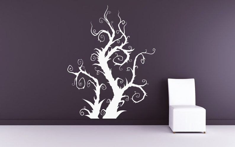 Burtonesque Tree, Swirl, Halloween Decorations, Vine, Branch, Branches Vines Decal, Vinyl Sticker, Home, Office Art, Holiday, Bedroom Decor image 2