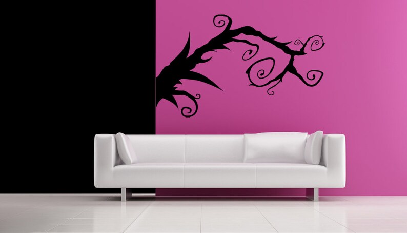 Vine wall decal that mimics organic tendrils reaching outward, blending gothic romance with nature-inspired grace to create a stunning focal point.