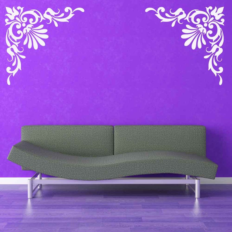 Corner Wall Decal Corners Art Swirl Decorations Scroll Old Etsy