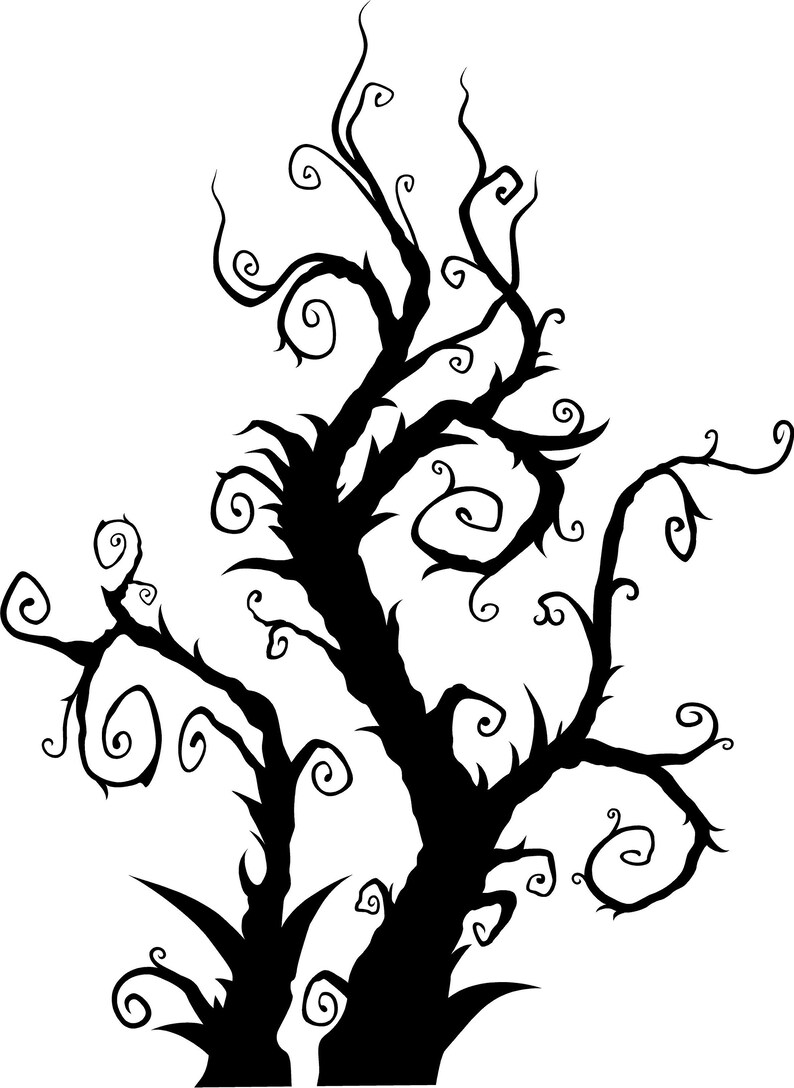 Burtonesque Tree, Swirl, Halloween Decorations, Vine, Branch, Branches Vines Decal, Vinyl Sticker, Home, Office Art, Holiday, Bedroom Decor image 3