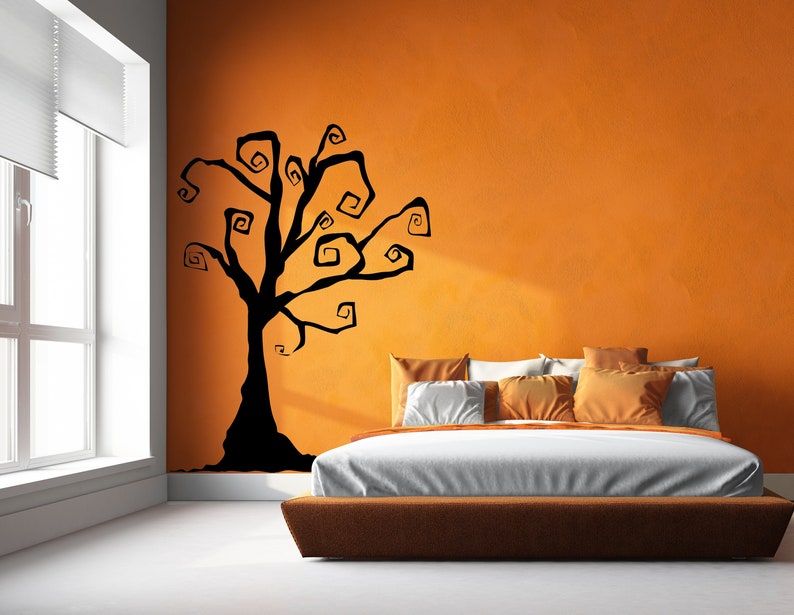 Tree wall art with swirling branches for a whimsical and gothic statement piece.