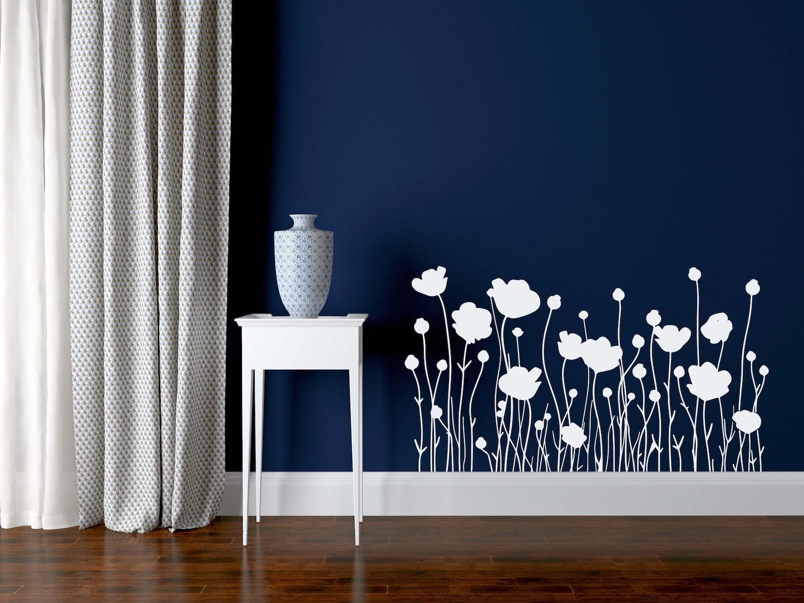 Poppy Wall Art, Wildflower Window Decals, Field of Poppies Decor, Tall ...