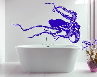 Octopus Wall Decor, Tentacles Decal, Kraken Decal, Aquarium Stickers, Ocean Themed Design, Nautical Alien