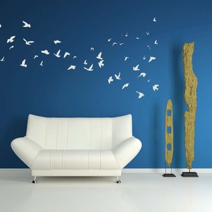 Flock of Birds, Bird Wall Decal, Wedding Shower, Party Decoration, Ornithologist Vinyl Sticker, Home Decor, Office Artwork, Flying Design