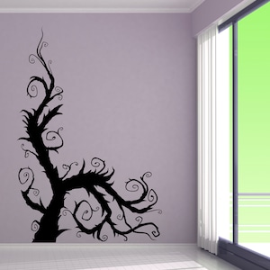 Tree Wall Decal, Burtonesque Branch, Swirl Art, Halloween Decor, Scroll Gothic Vinyl Sticker, Home Gift, Branches, Party Decoration, Artwork