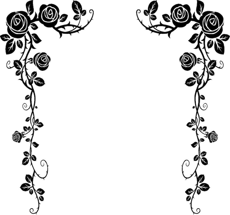 Flower Wall Decal Set of 2 Wall Decal Leaf Floral Decor Leaves Corner Decal Bedroom Decor Rose Decal Roses Corner Decor Home Decor