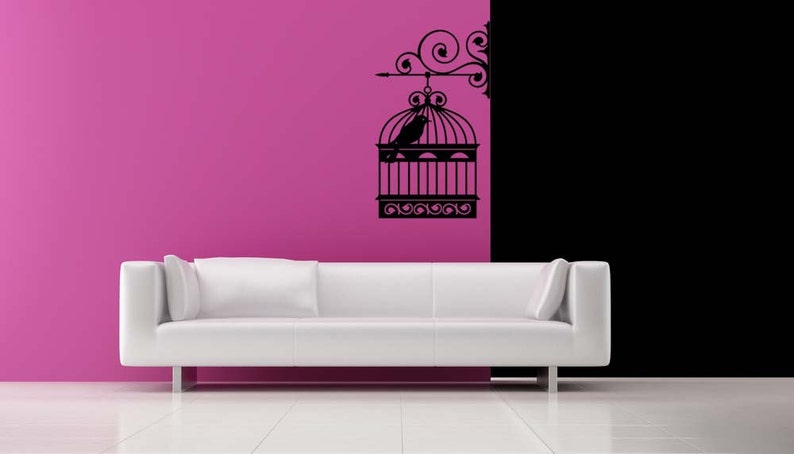 Wall Art Bedroom Wall Bird Decal Home Decor Bird Decor Bird Cage Decal Wrought Iron Decal Bird Cage Decor Wrought Iron Decor