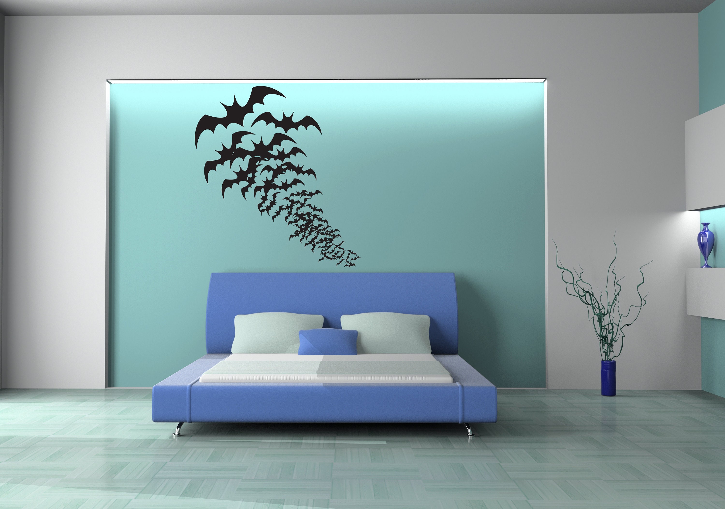 Fledermaus Wandtattoo – Vampir-Fledermaus Wandaufkleber, 124x57 Cm, Vinyl