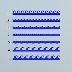 Meereswellen, Nautische Bordüre, Meer-Wiederholungsmuster, Navy, Marine Wand Aufkleber, Vinyl Aufkleber, Badezimmer, Pool, Küstendekor