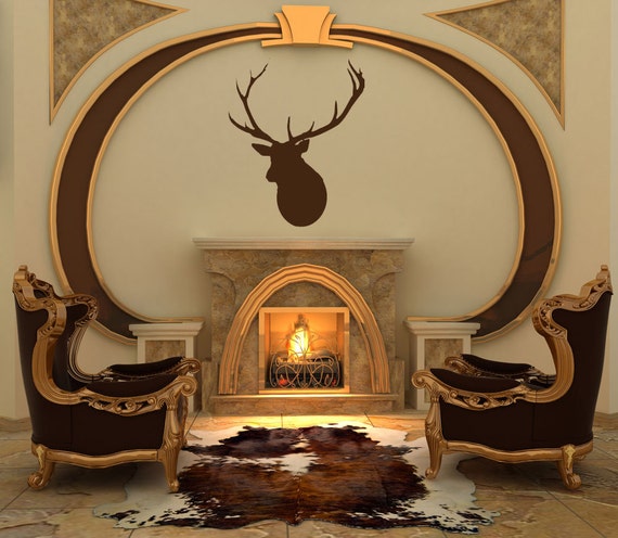Buck Deer Stag Antlers Mount Animal Head Decorative Wildlife Hunting Decal Hunting Decor Wall Art Home Mantle Fireplace Decor