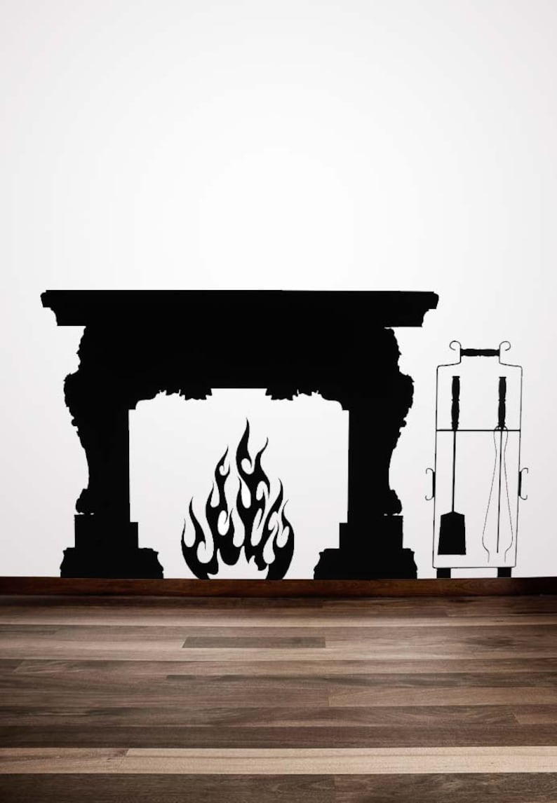 Fireplace Mantel Wall Decal Fire Place Mantle Decor Bachelor Etsy