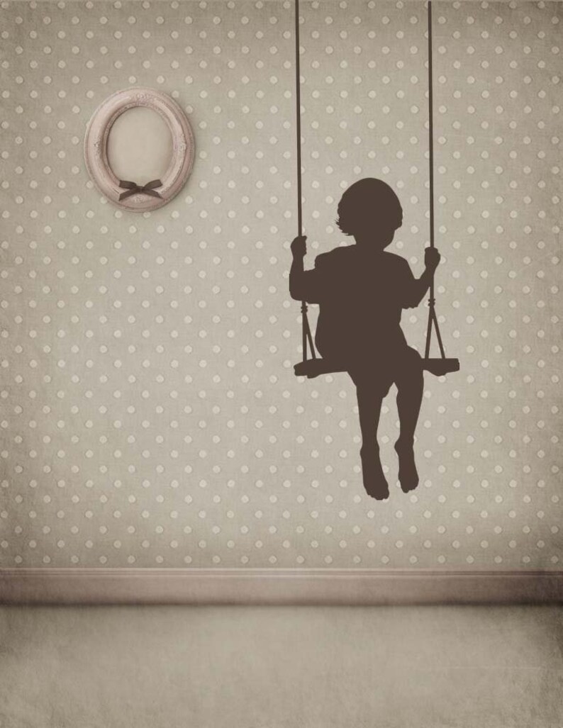 Toddler swing silhouette decal designed with clean lines and a calm nostalgic feel, created to add warmth and storytelling to a child’s space.