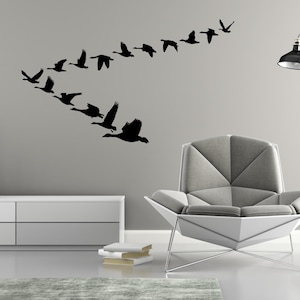 Birds Flying Wall Decal, Flying Birds Wall Decor, Bird Migration Art, Birds in Flight Design, Geese in Flight Wall Art, Flock of Birds Decal