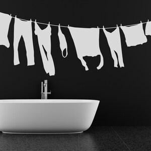 Laundry Room Wall Decal, Clothesline Design, Farmhouse Art, Hanging ...