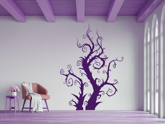 Tree Wall Decal, Branch Wall Art, Branches Decor, Vines Vinyl Sticker, Swirls Decor, Curly Branches, Gothic Art