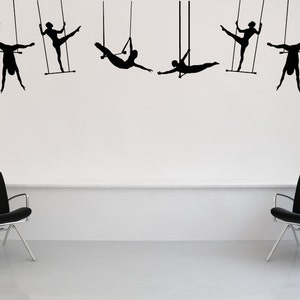Trapeze Artists, Trapeze Wall Art, Circus Wall Decal, Carnival Decor, Aerial Performers Vinyl Sticker, Home Decor, Cirque du soleil Artwork