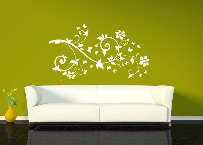 branches branch decal branch decor flowers swirl decal | etsy