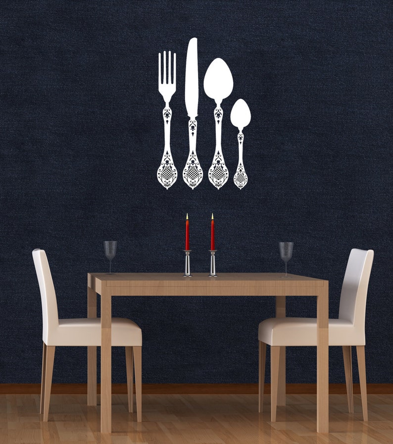 Fork and Spoon Wall Art Fork and Spoon Kitchen Decal Etsy