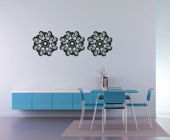 Medallion Decal Ceiling Medallion Floral Flower Daisy Daisies Swirl Decal Wreath Wall Art Home Decor Flowers Vinyl Sticker