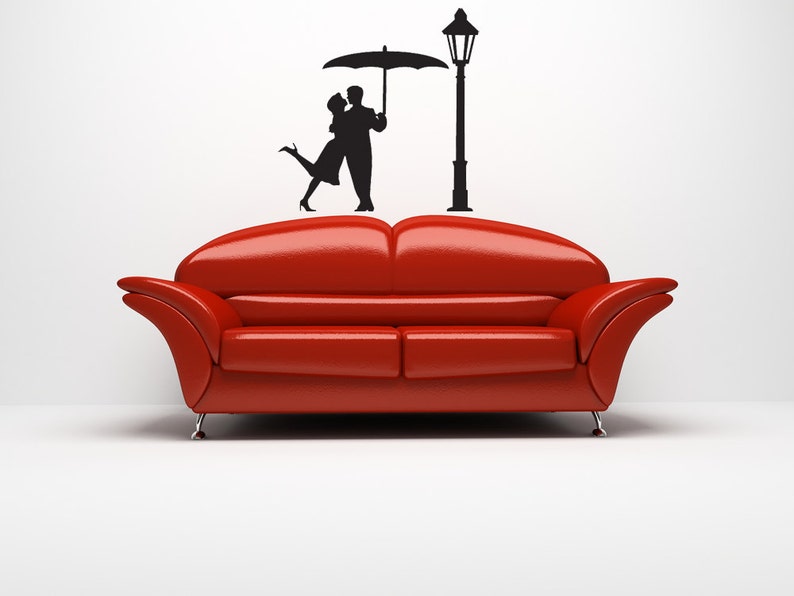 Home Decor Wall Decor Street Light Decal Umbrella Wall Decal Singing in the Rain Romantic Decor Vinyl Stickers Gift for Couple