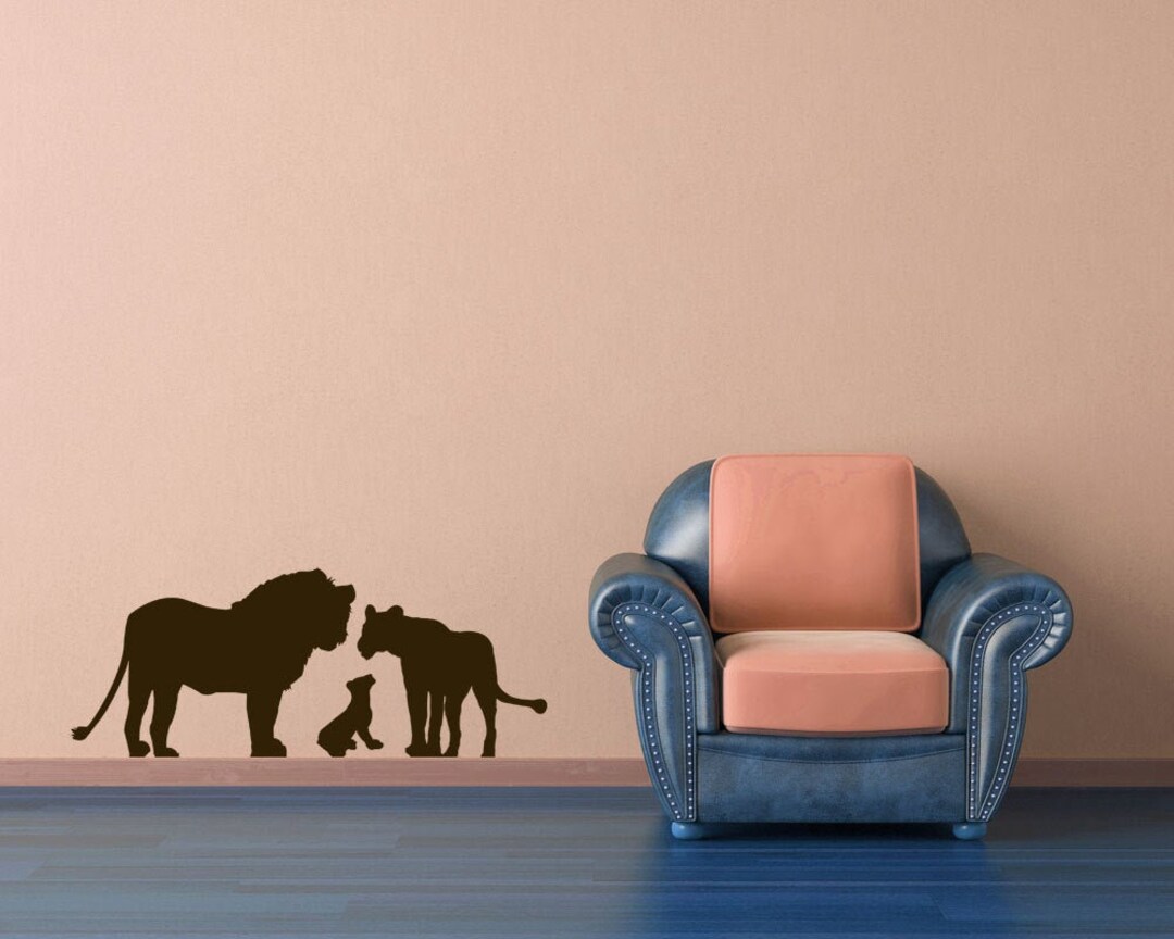 Lion Family Wall Decal, Safari Nursery Wall Art, Lion Silhouette Decor ...