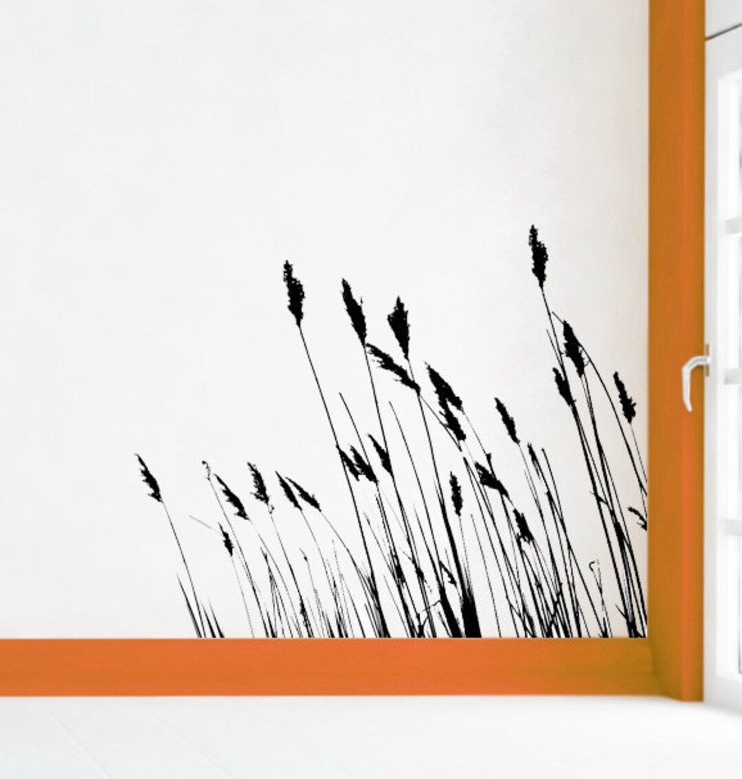 Tall Grass Wall Decal, Blade Leaf Decor, Reeds Grasses, Wheat