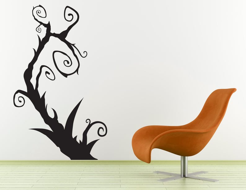 Whimsical wall art showing curving branches and swirling lines, merging fantasy, gothic style, and creative energy for an expressive, enchanting aesthetic.