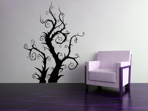 Tree Wall Decal, Spooky Branch Wall Art, Branches Decor, Gothic Vines Art, Curly Branches, Halloween Decorations