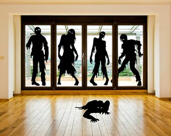 Zombie Wall Art, Horror Decal, Creepy Silhouette Decor, Spooky Decals, Scary Movie Decorations, Monster Artwork
