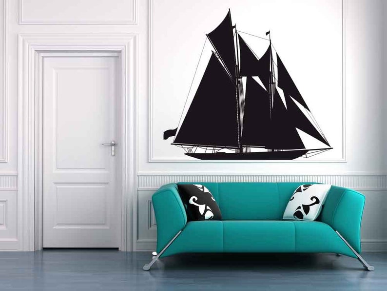 Kid/'s Bedroom Sailboat Decor Pirate Ship Art Boat Sailing Decor Navy Decor Sticker Home Vinyl Sailing Gift Pirate Ship Wall Decal