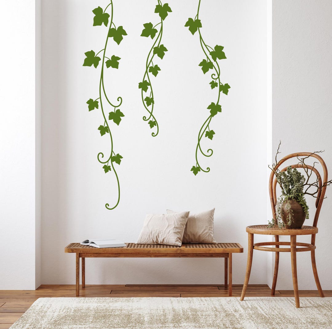 Hanging Vines Wall Decal, Ivy Vine Decor, Tall Narrow Art, Climbing ...