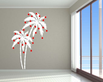 Palm Tree Christmas Tree, Beachy Holiday Decor, Palm Trees Decal, Beach Design, Coastal X-mas Decoration, Home Wall Art, Christmas Artwork