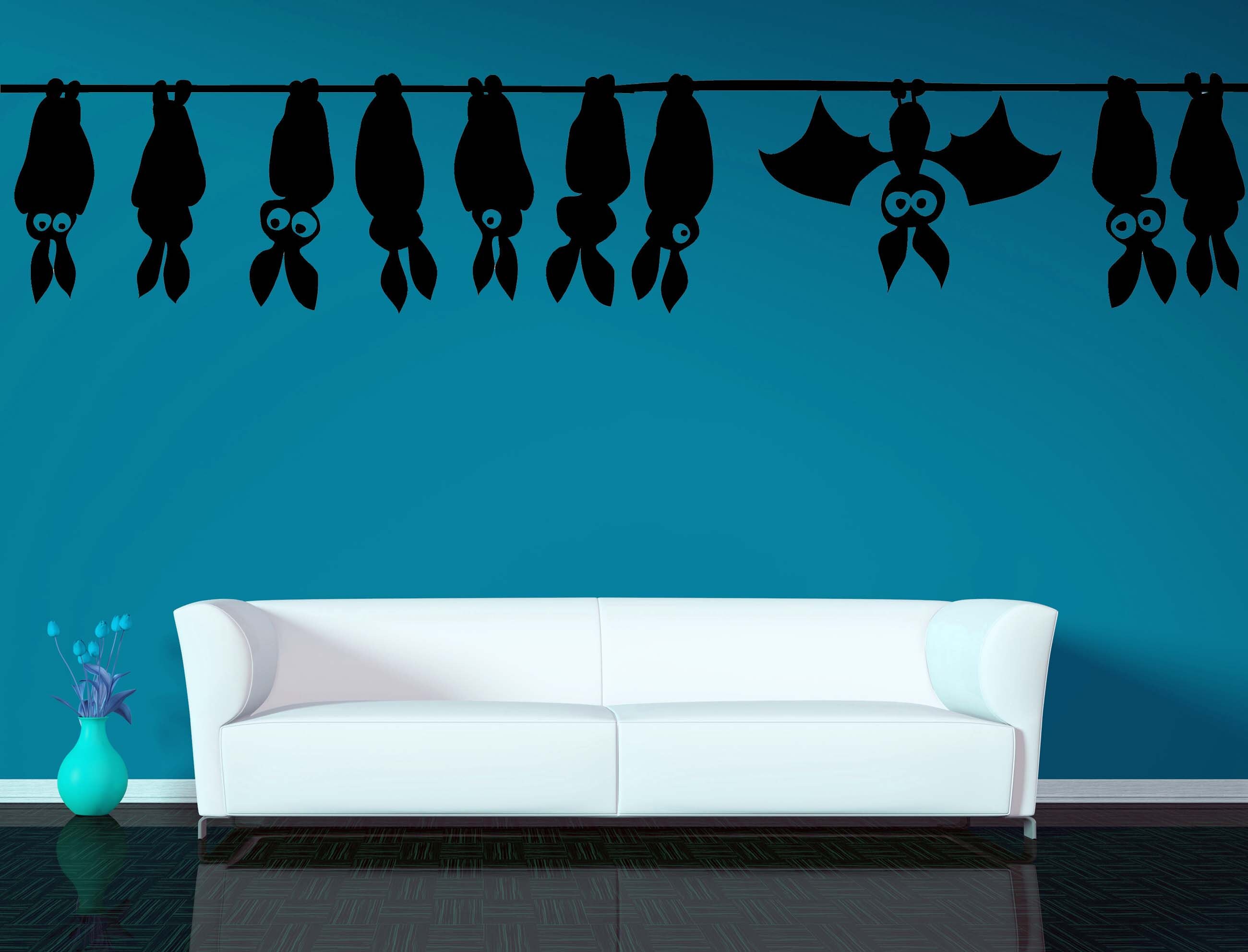 Hanging Bats Wall Decal, Bat Silhouette Art, Halloween Decor, Gothic ...