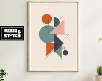 Estampado geométrico moderno de mediados de siglo – Arte abstracto Bauhaus (Descarga digital)