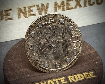 Artemis II Mission Watch Dial – 18K Gold Plated Nickel Silver, Blue Lume – 28.5mm