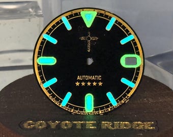 Coyote Ridge Zia Cross Watch Dial – 29mm Brass, Dual-Color Lume – New Mexico Inspired