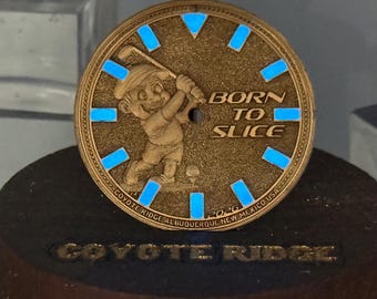 Coyote Ridge Golf Dial – 29mm 18K Gold Plated Brass, Blue Lume Indices