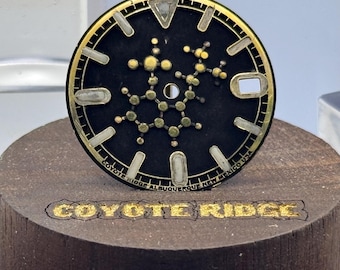 Brass 29mm Watch Dial – Musou Black, Molecular Design, Hand-Painted Lume