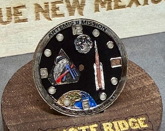 Artemis II Mission Watch Dial – Polished Nickel Silver, Hand-Painted Details, Blue Lume