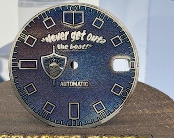 Heat-Colored Titanium Watch Dial – 29mm Custom Blue Purple Gradient (Boat Dial)