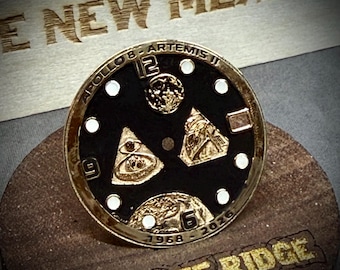 Apollo 8 Artemis II Watch Dial – Hand-Painted Musou Black, 18K Gold Plated Nickel Silver